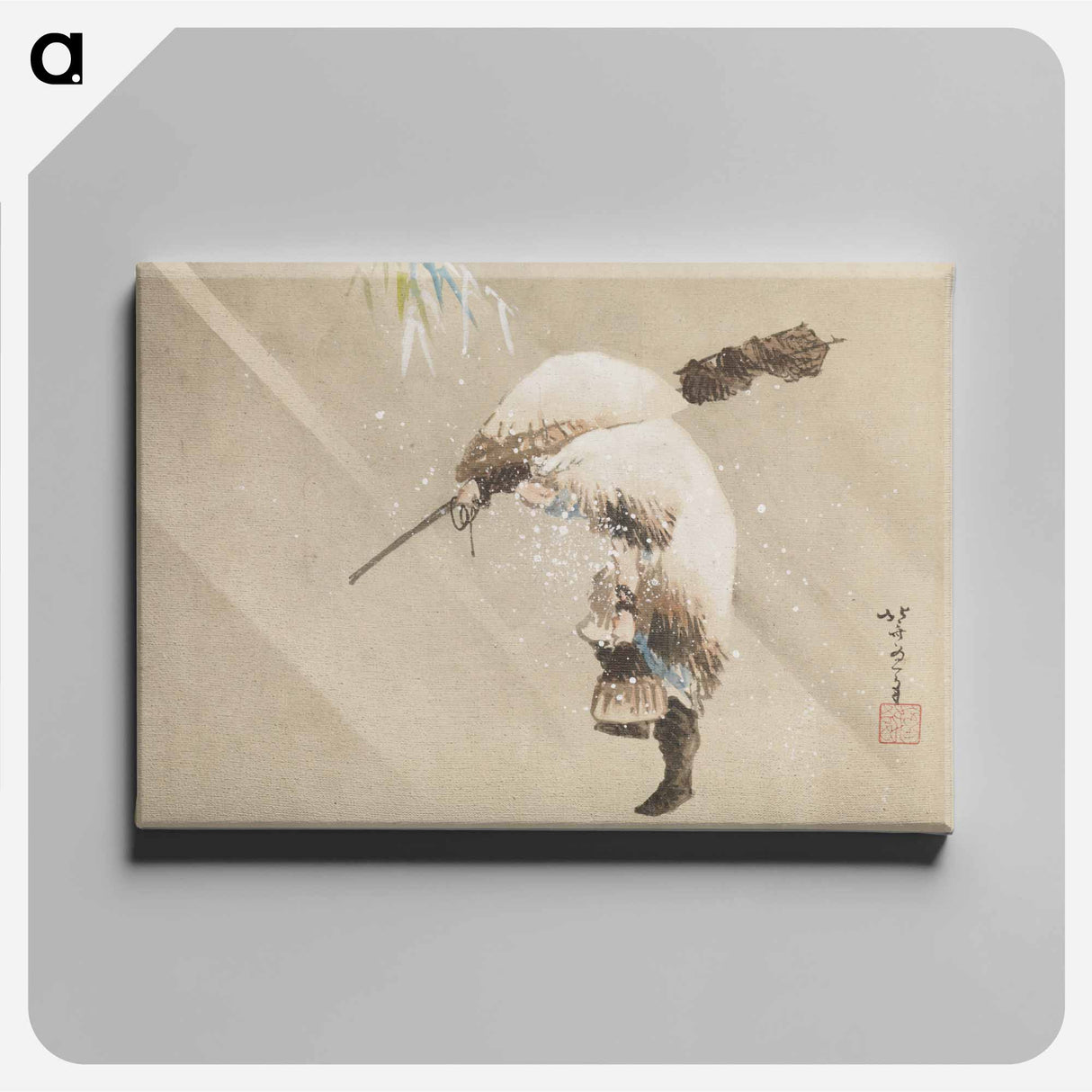 アートパネル-Fisherman Carrying His Net in the Snow - 葛飾 北斎 Canvas.