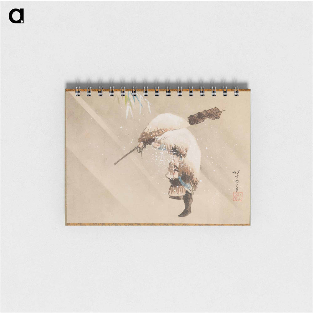 Fisherman Carrying His Net in the Snow - 葛飾 北斎 Memo.