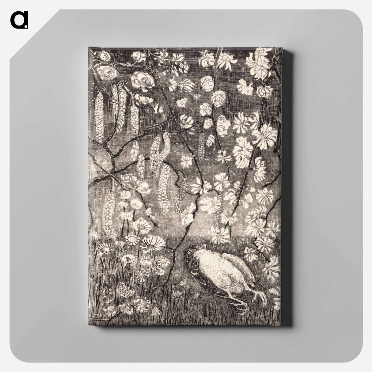 Dood vogeltje onder hazelaar- en kamperfoelietakken - Theo van Hoytema Canvas.