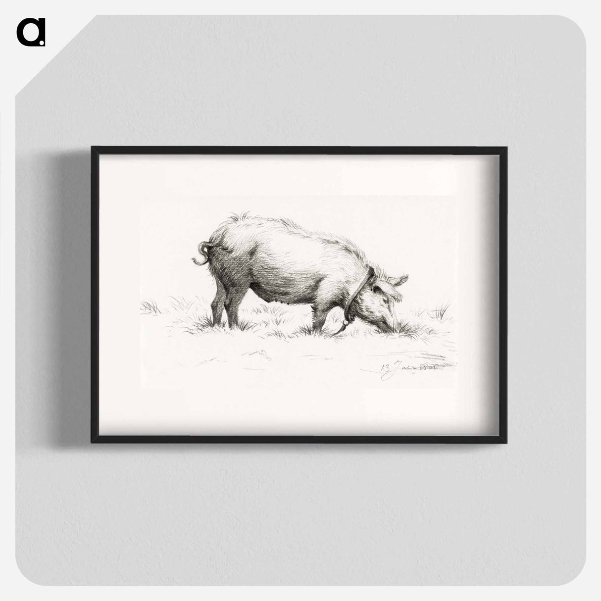 Standing pig in the grass - ジャン ベルナール Poster.