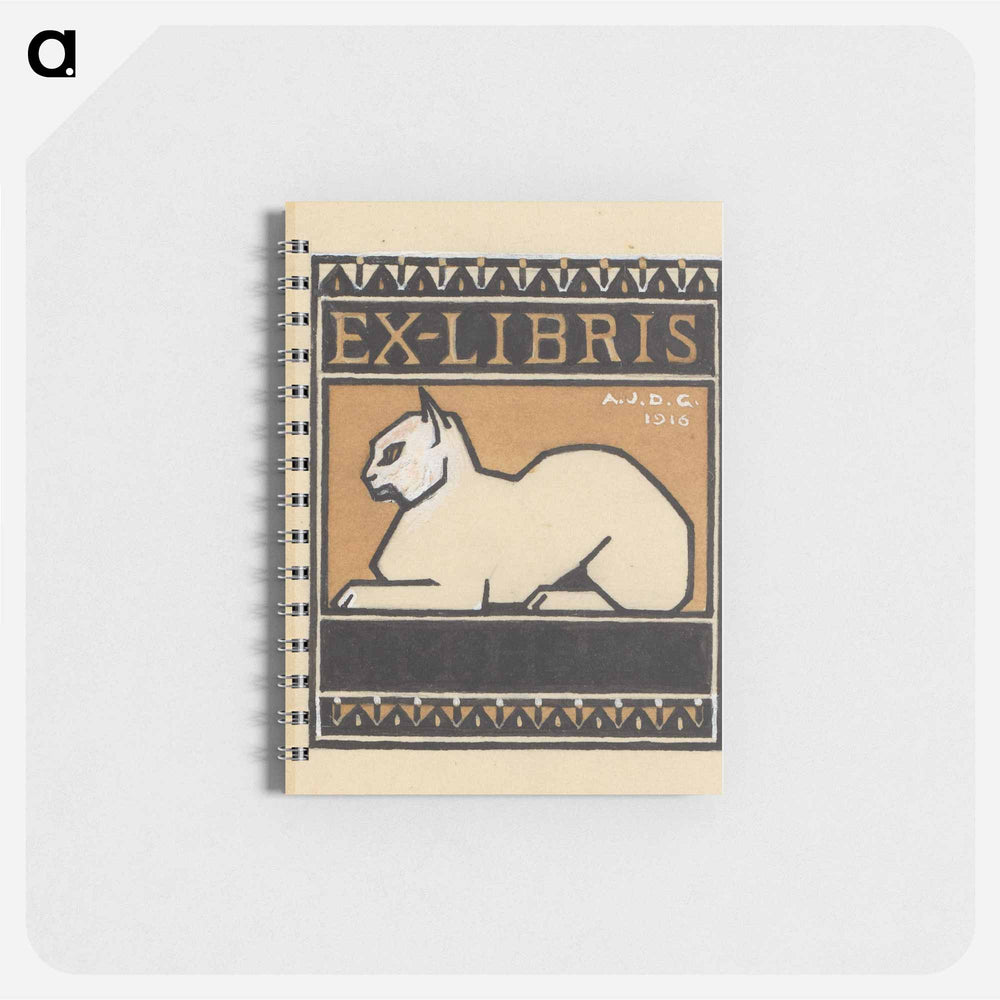 Ontwerp voor een ex libris met een liggende kat by Julie de Graag - ユリー デ フラーハ Memo.