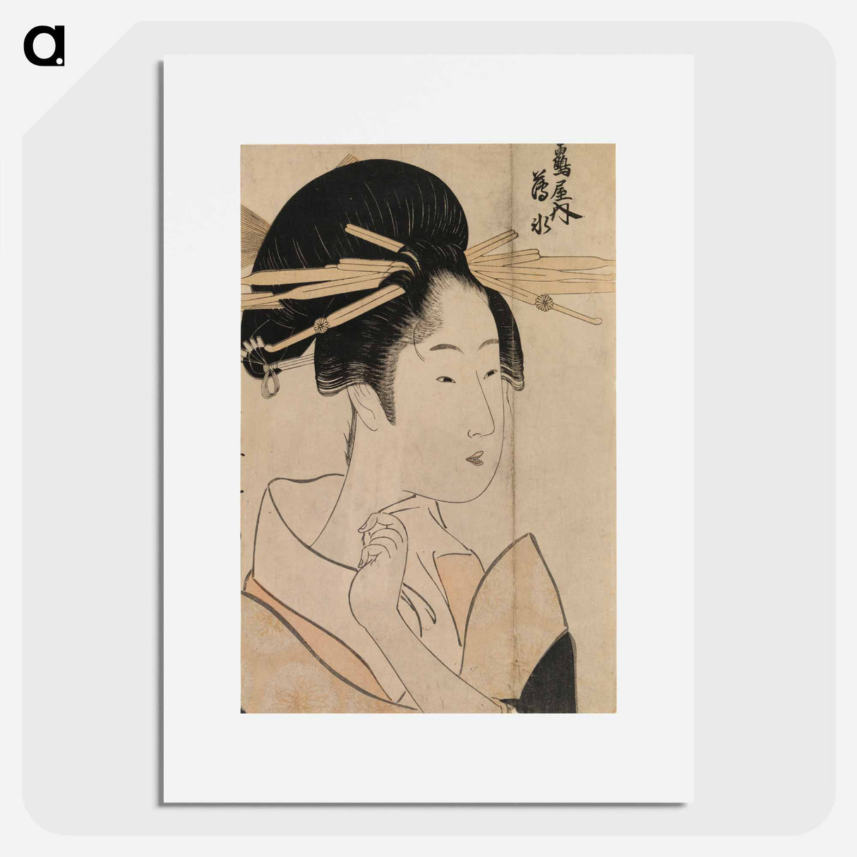 アートポスター-Portrait of a geisha of the uyo tearoom - 喜多川 歌麿 Poster.
