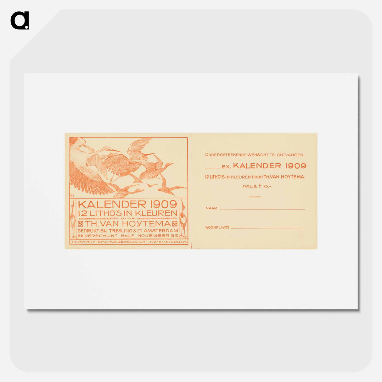 Drawing for calendar 1909 by Theo van Hoytema - Theo van Hoytema Poster.