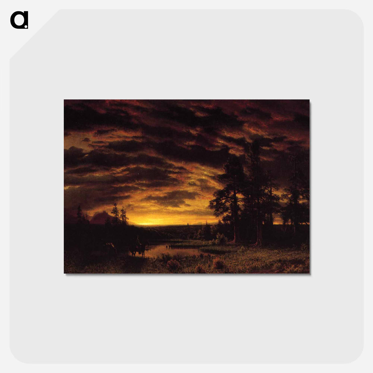 アートポストカード-Evening on the Prarie - アルバート ビアスタット Postcard.