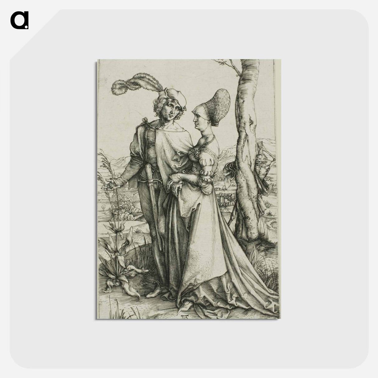 アートポストカード-Young Couple Threatened by Death (The Promenade) - アルブレヒト デューラー Postcard.