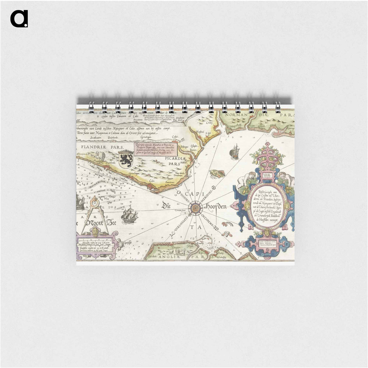 Kaart van de kusten van Vlaanderen, Normandië en Engeland - アンティーク地図 Memo.