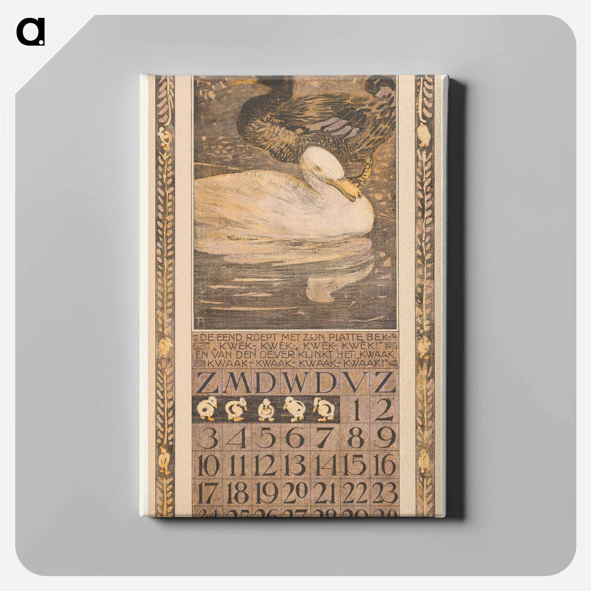 Calendar background with flowers - Theo van Hoytema Canvas.