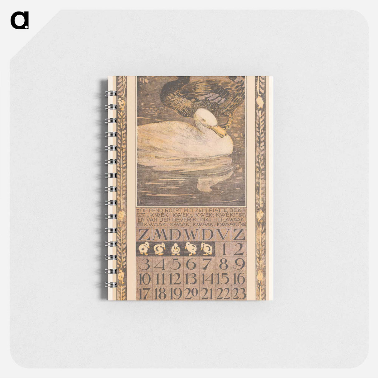 Kalenderblad maart met eenden - テオ ヴァン ホイテマ Memo.