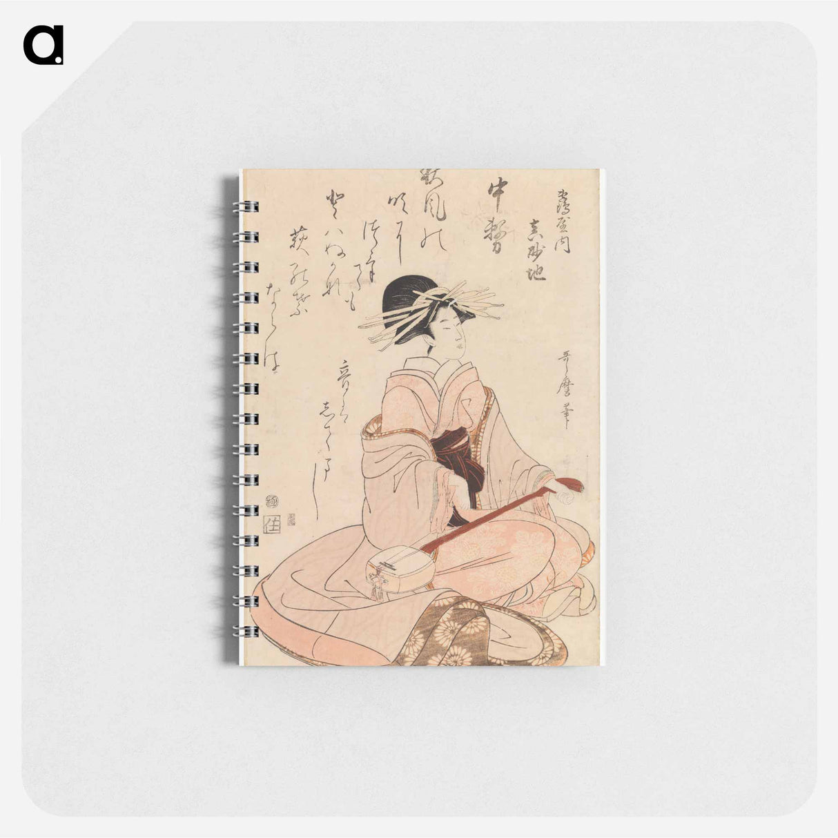 Courtesan with a shamisen - 喜多川 歌麿 Memo.