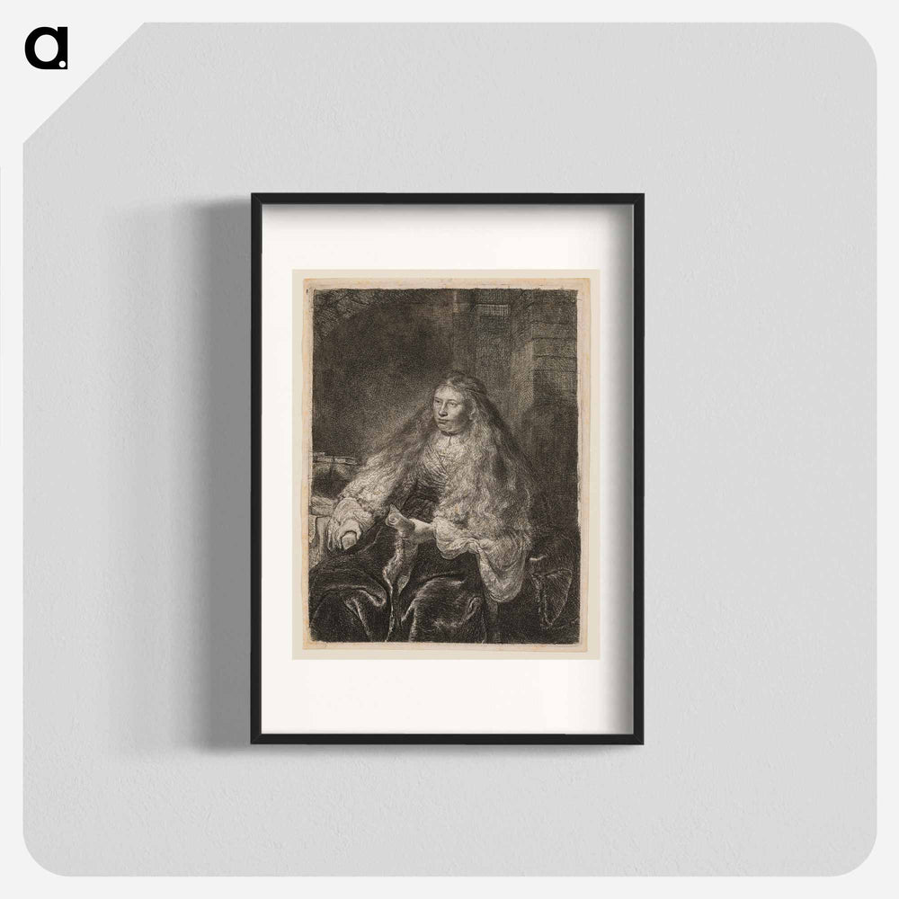 Girl with Hair Falling on Her Shoulders - Rembrandt van Rijn Poster.