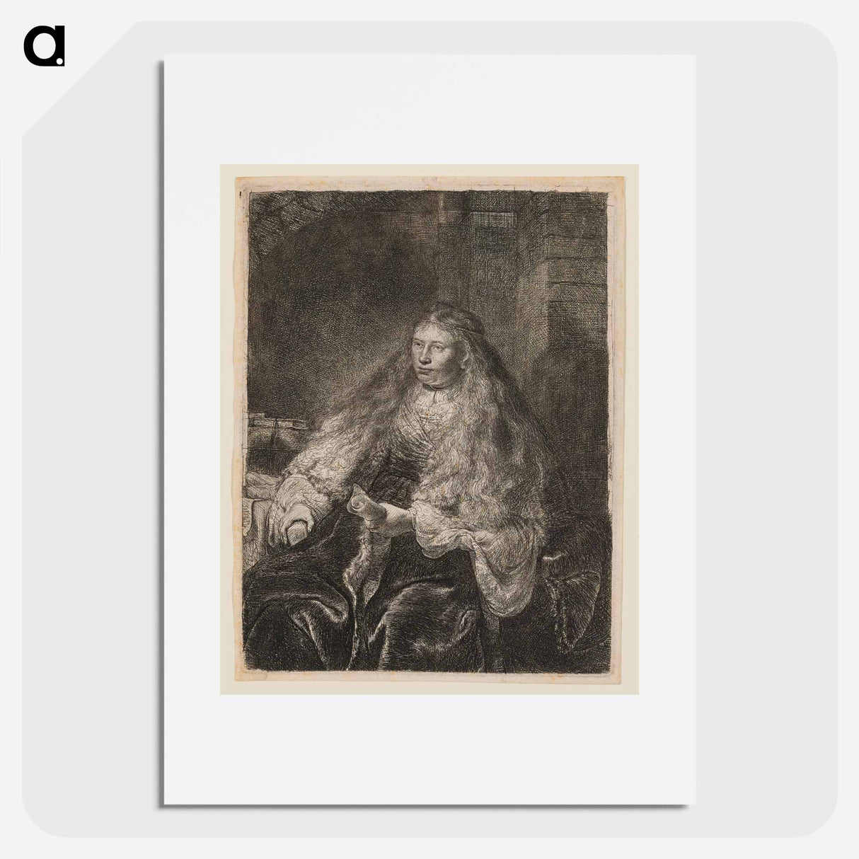 Girl with Hair Falling on Her Shoulders - Rembrandt van Rijn Poster.