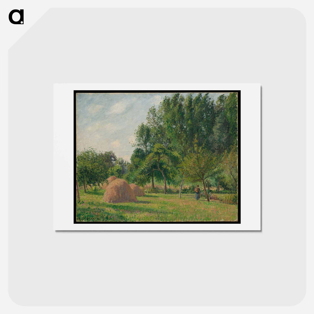 アートポストカード-Haystacks, Morning, Éragny - カミーユ ピサロ Postcard.