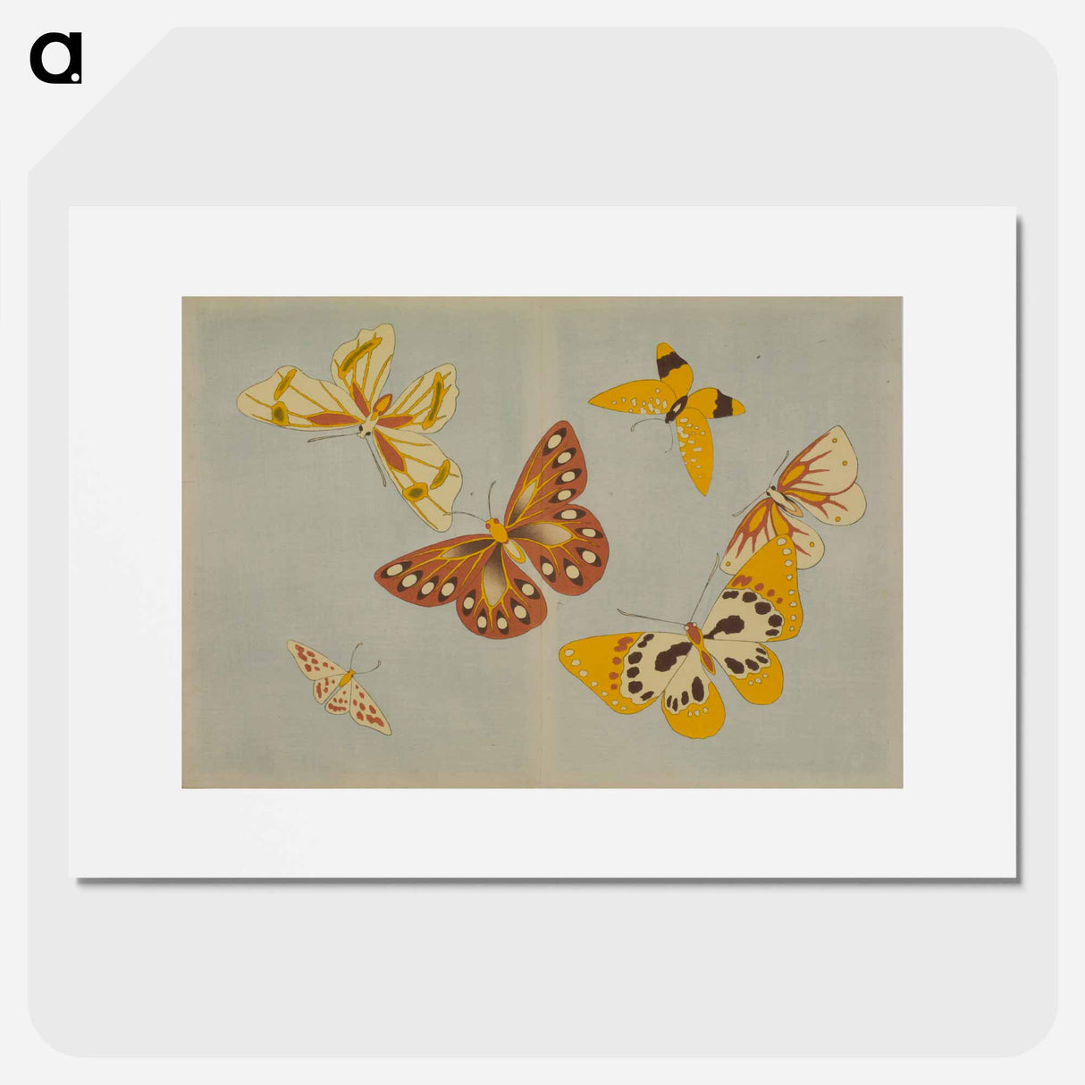 Chō senshu (A Thousand Kinds of Butterflies), Volume 1 - 神坂 雪佳 Poster.