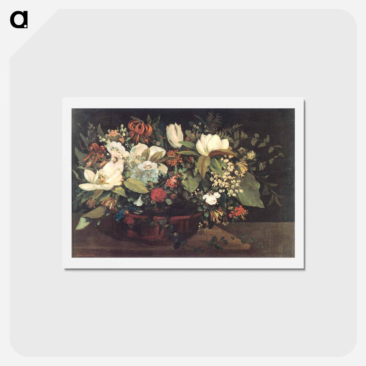 アートポストカード-Basket of Flowers - ギュスターヴ クールベ Postcard.