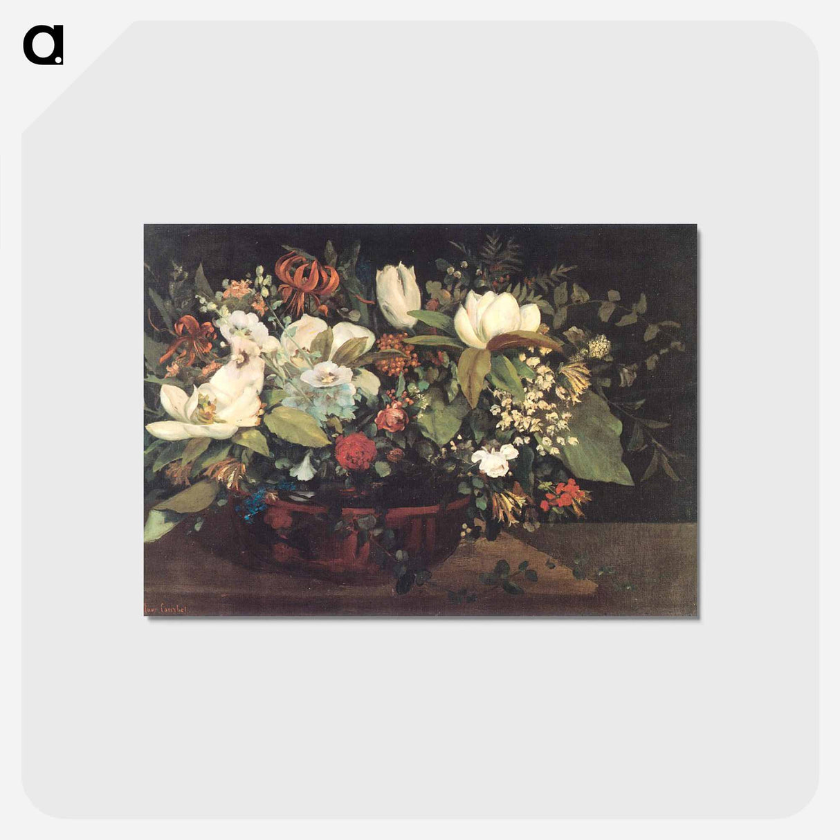 アートポストカード-Basket of Flowers - ギュスターヴ クールベ Postcard.
