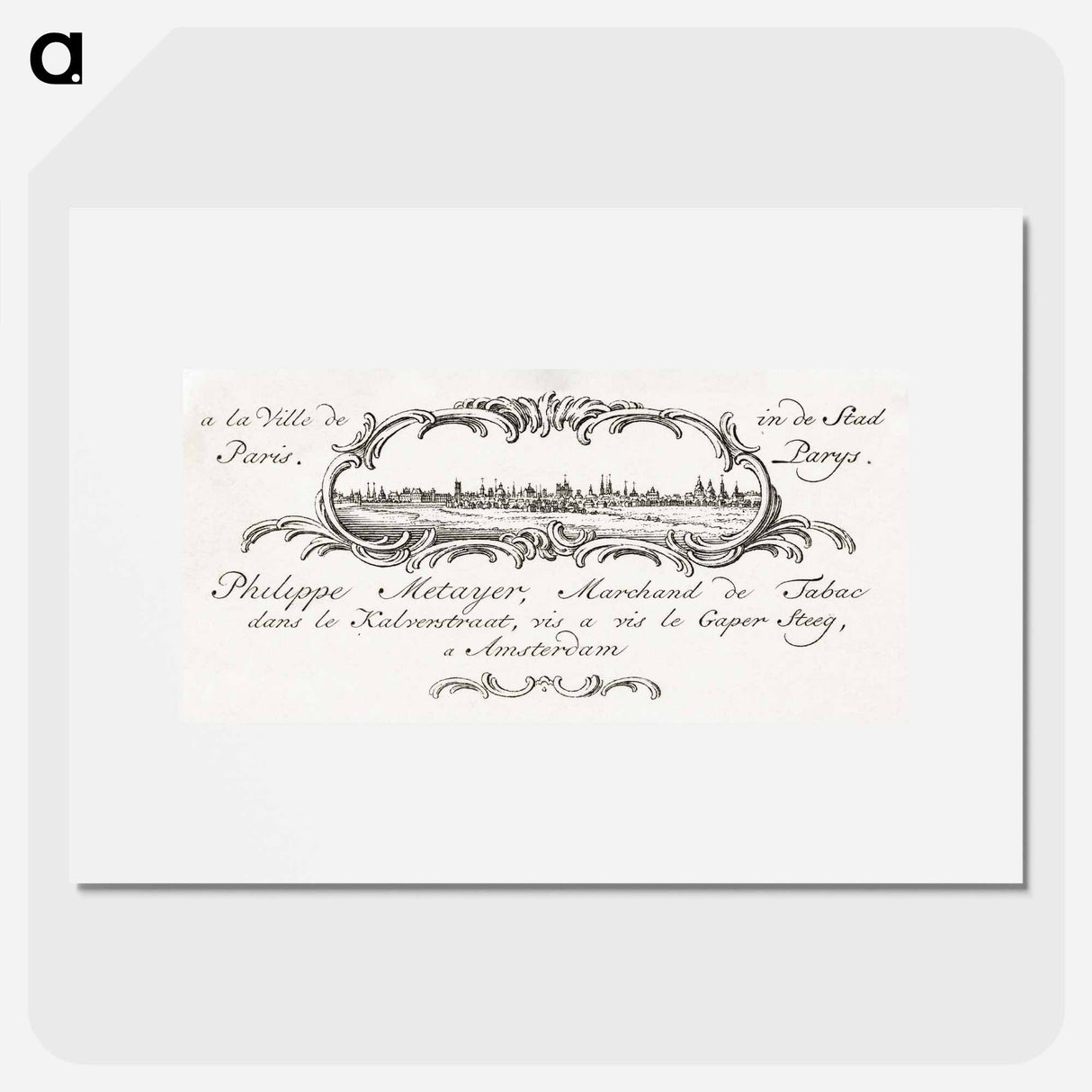 Business card by Philippe Metayer, tobacco merchant - ジャン ベルナール Poster.