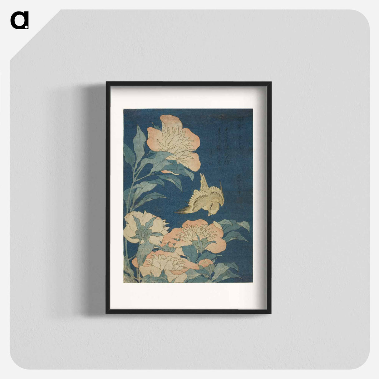 Hokusai's Canary and Peony - 葛飾 北斎 Poster.