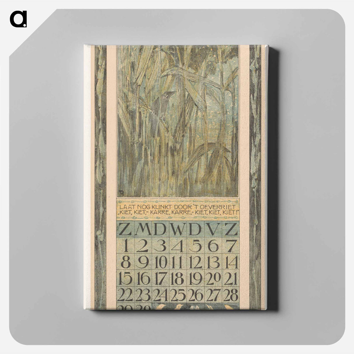 Kalenderblad september met vogel in het riet - テオ ヴァン ホイテマ Canvas.