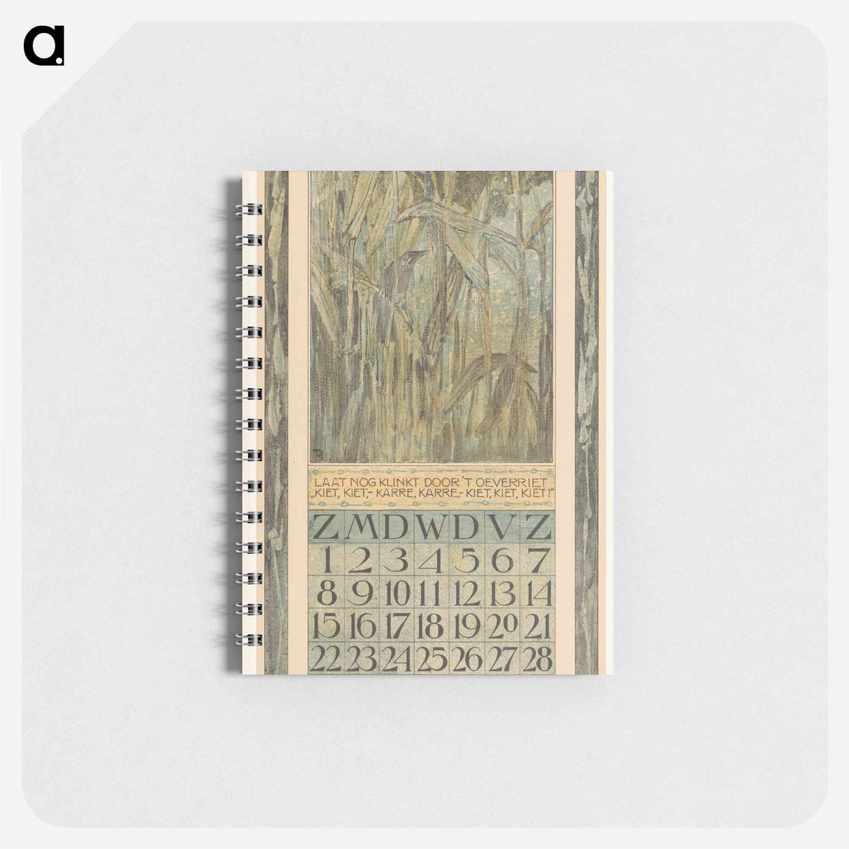 Kalenderblad september met vogel in het riet - テオ ヴァン ホイテマ Memo.