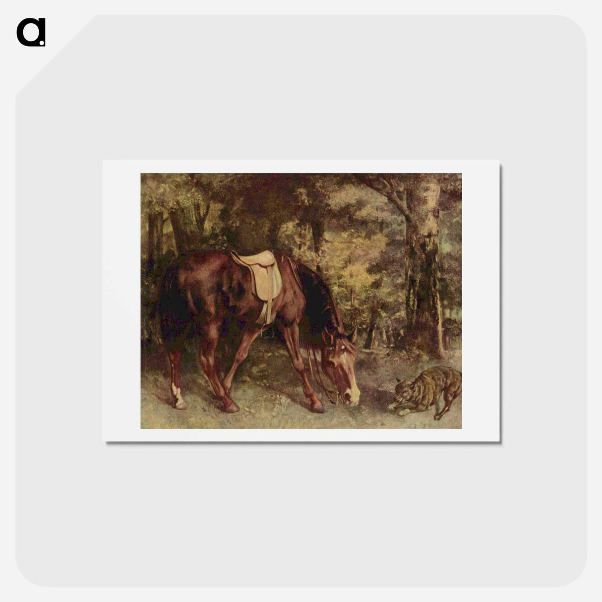 アートポストカード-Horse in the Woods - ギュスターヴ クールベ Postcard.