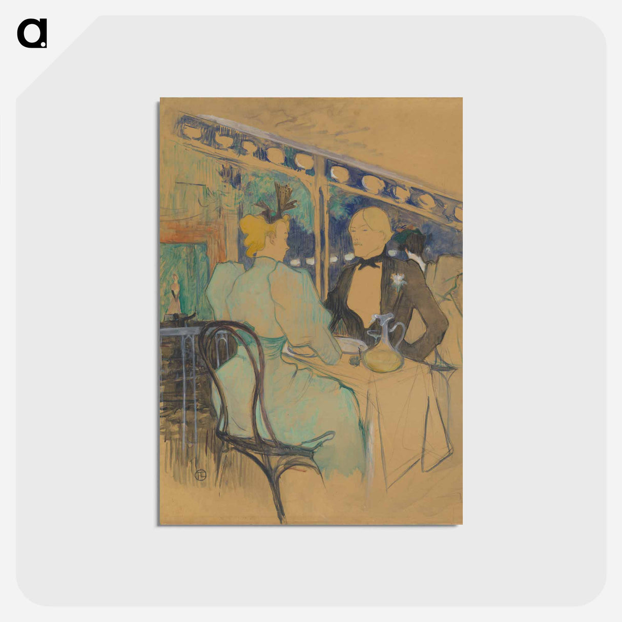 アートポストカード-Fashionable People at Les Ambassadeurs (Aux Ambassadeurs: Gens Chic) - アンリ ド トゥールーズ ロートレック Postcard.