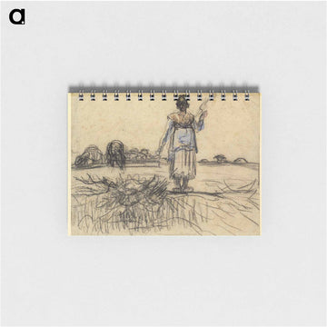 Shepherdess with the distaff in Auvergne - ジャン フランソワ ミレー Memo.