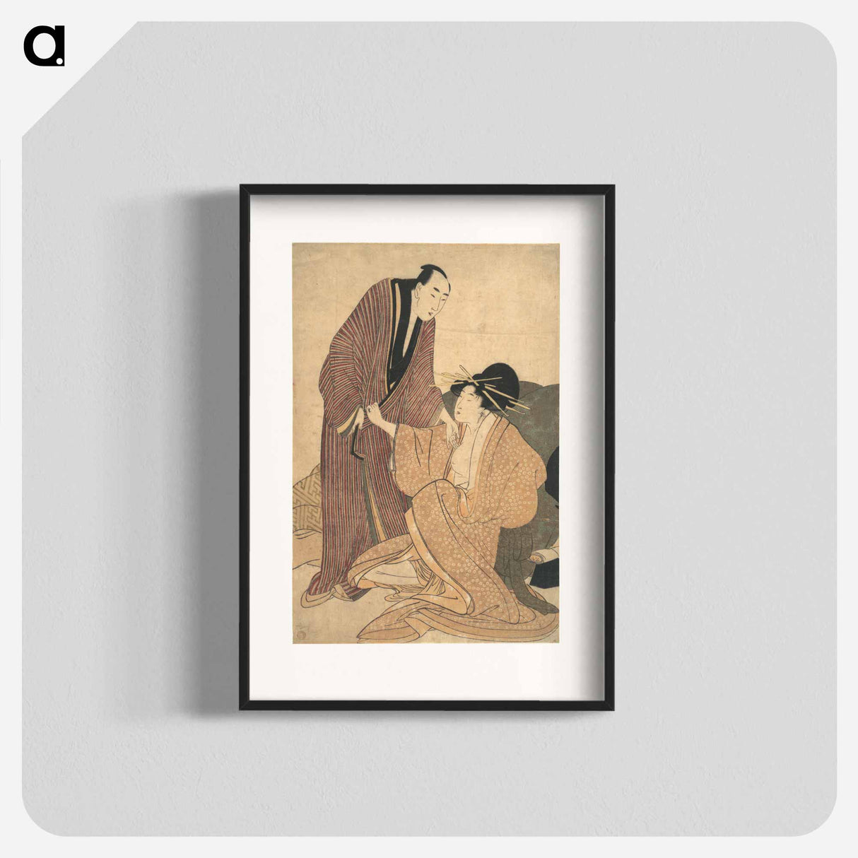 アートポスター-Parting of Lovers: Courtesan and Her Lover - 喜多川 歌麿 Poster.