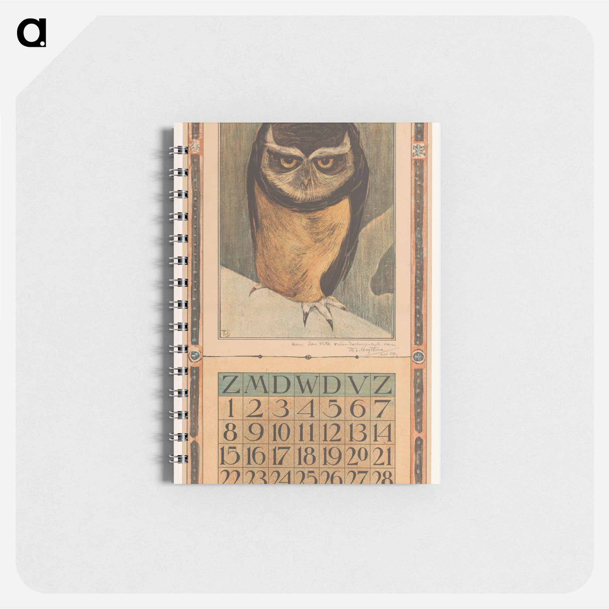 Kalenderblad januari met uil - テオ ヴァン ホイテマ Memo.