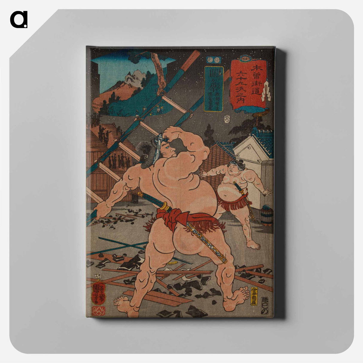 アートパネル-Sekigahara: Hanaregoma Chōkichi and Nuregami Chōgorō - 歌川 国芳 Canvas.