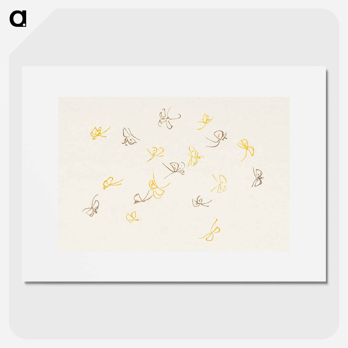 アートポスター-Abstract butterfly - 神坂 雪佳 Poster.