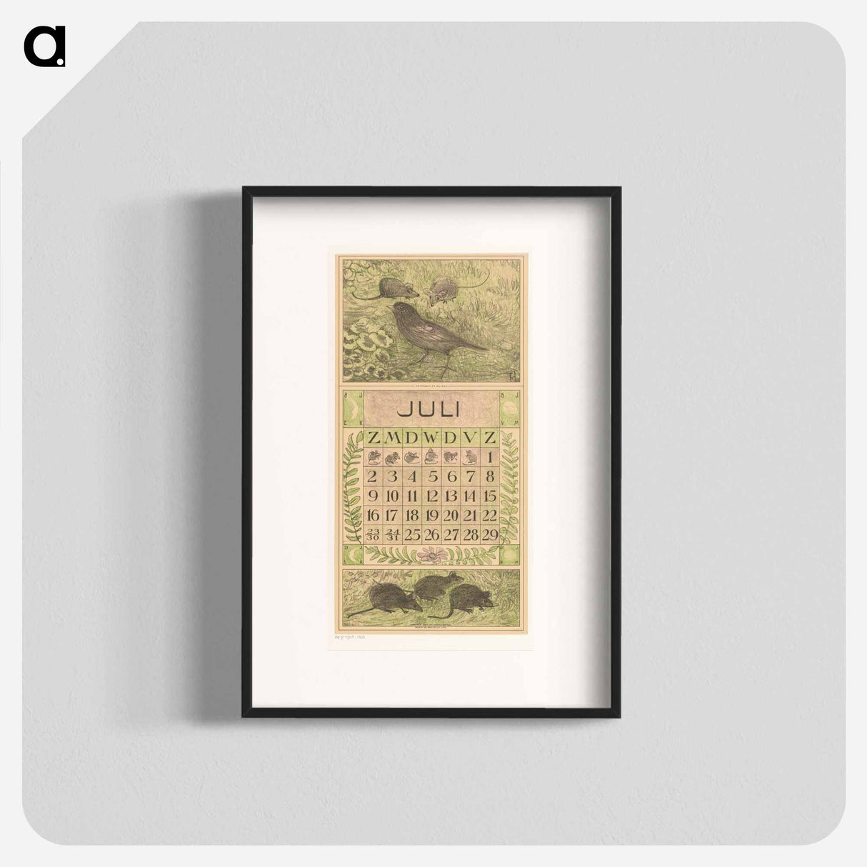 July Calendar with many people at music festival - Theo van Hoytema Poster.