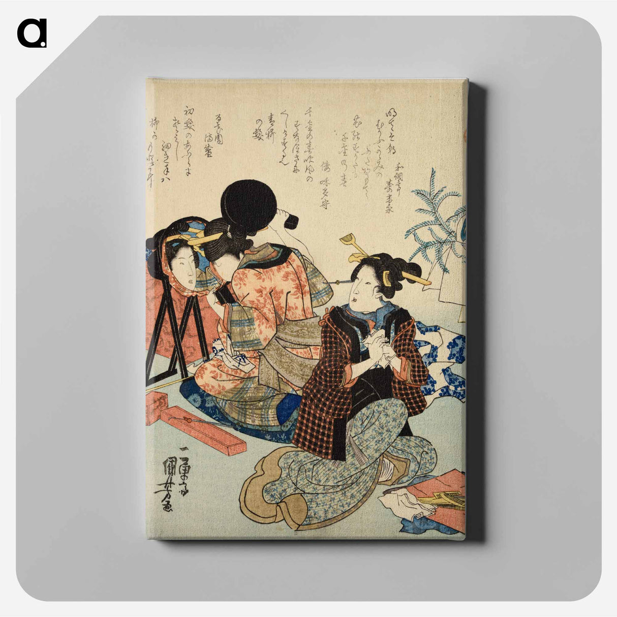 アートパネル-Two women back to back; one with mirror - 歌川 国芳 Canvas.