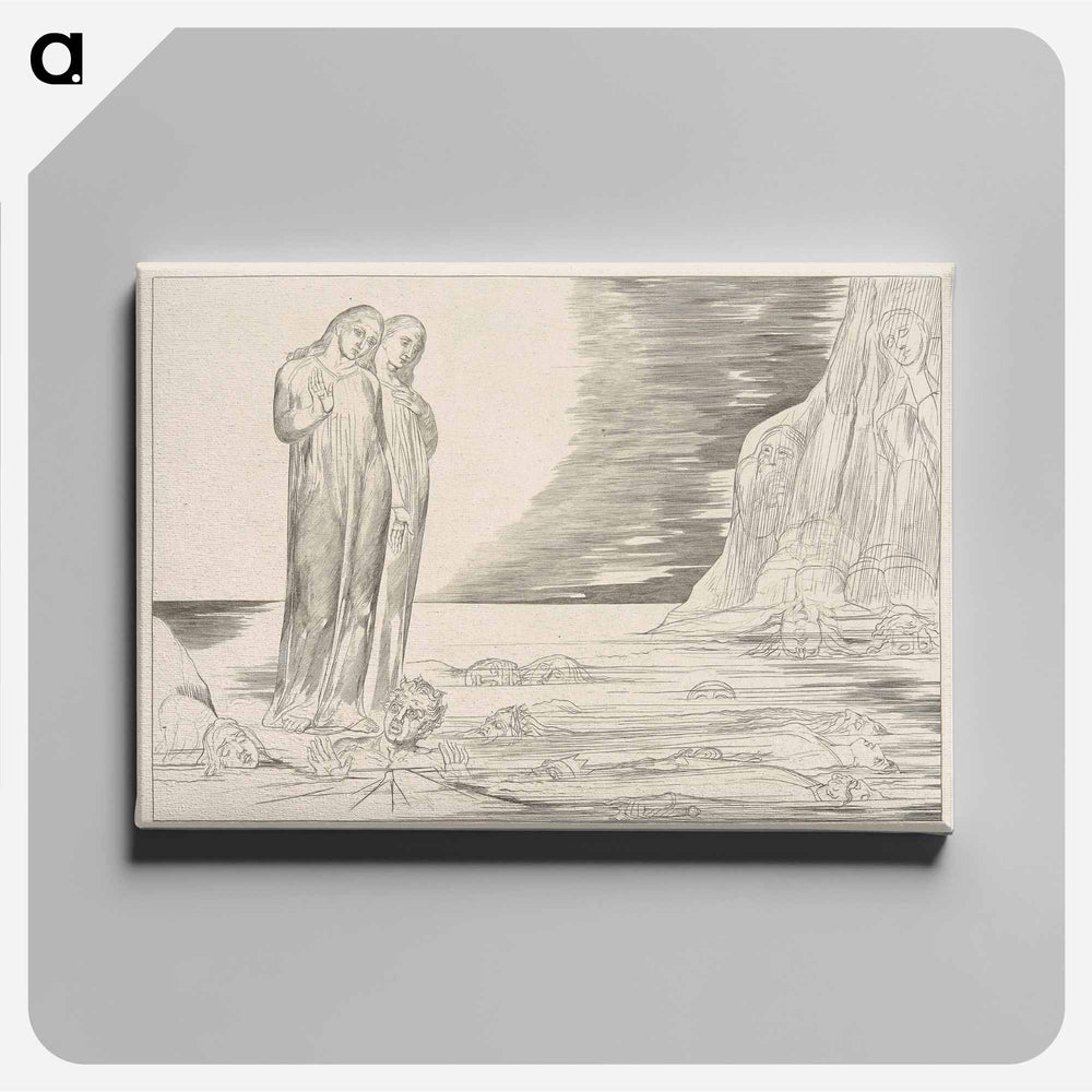 The Circle of Traitors: Dante Striking Against Bocca degli Abati - ウィリアム ブレイク Canvas.