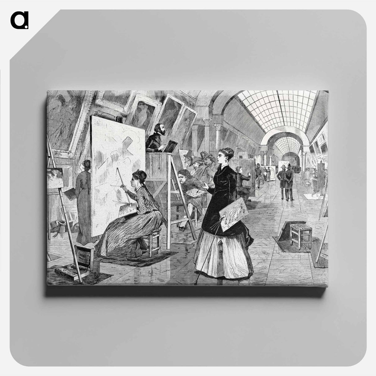 アートパネル-Art Students and Copyists in the Louvre Gallery, Paris - ウィンスロー ホーマー Canvas.