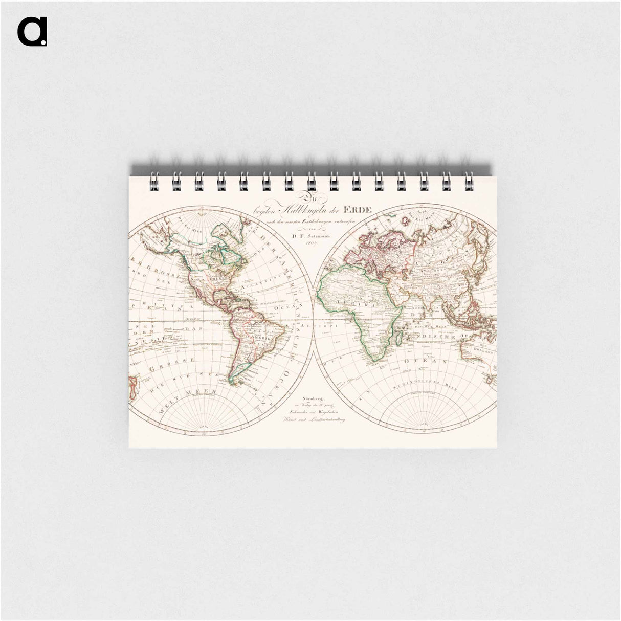 Die beyden Halbkugeln der Erde - アンティーク地図 Memo.