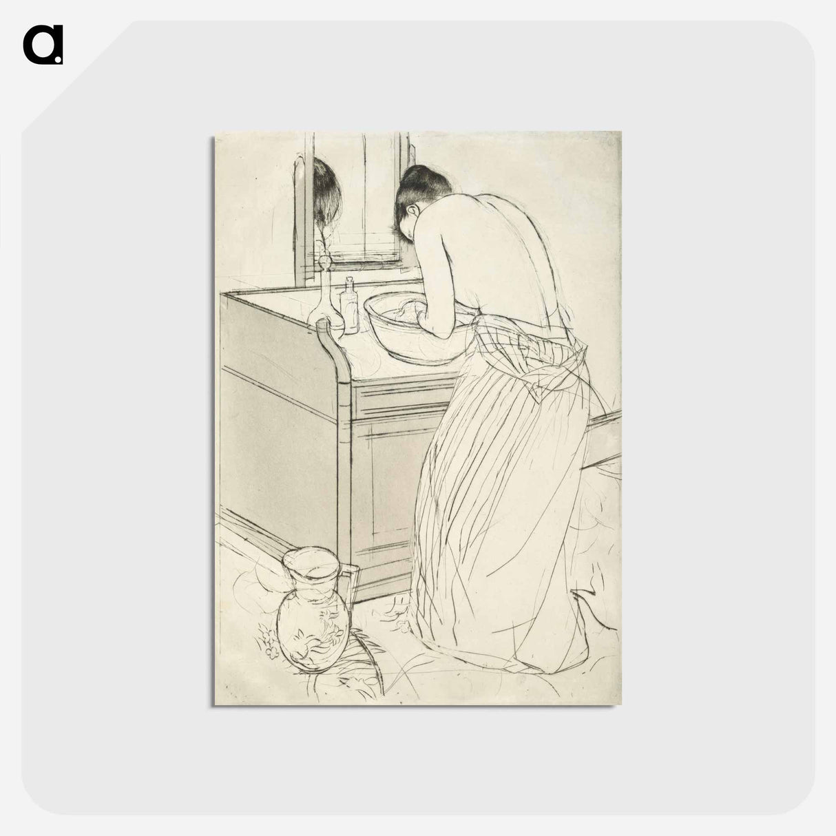 アートポストカード-Woman Bathing - メアリー カサット Postcard.