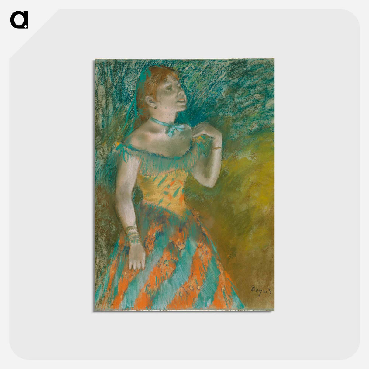 アートポストカード-The Singer in Green - エドガー ドガ Postcard.