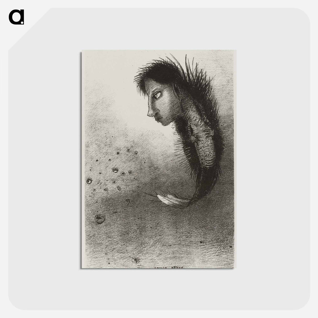 アートポストカード-Then There Appears a Singular Being, Having the Head of a Man On the Body of a Fish - オディロン ルドン Postcard.