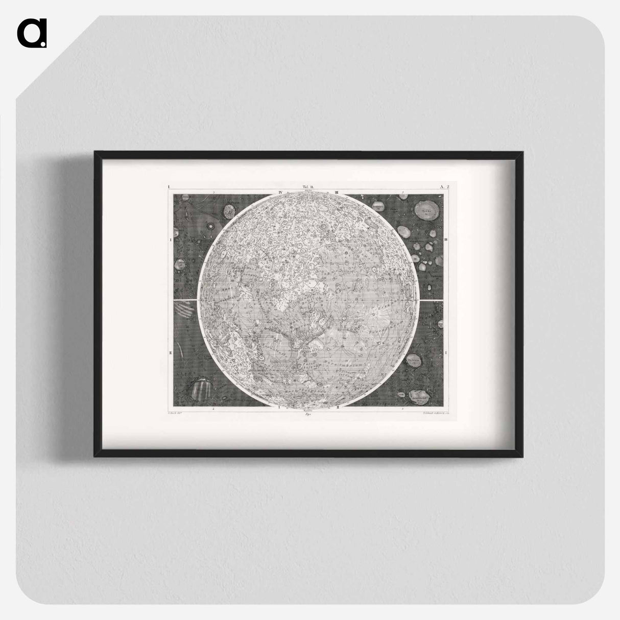 Illustration of the moon - アンティーク地図 Poster.