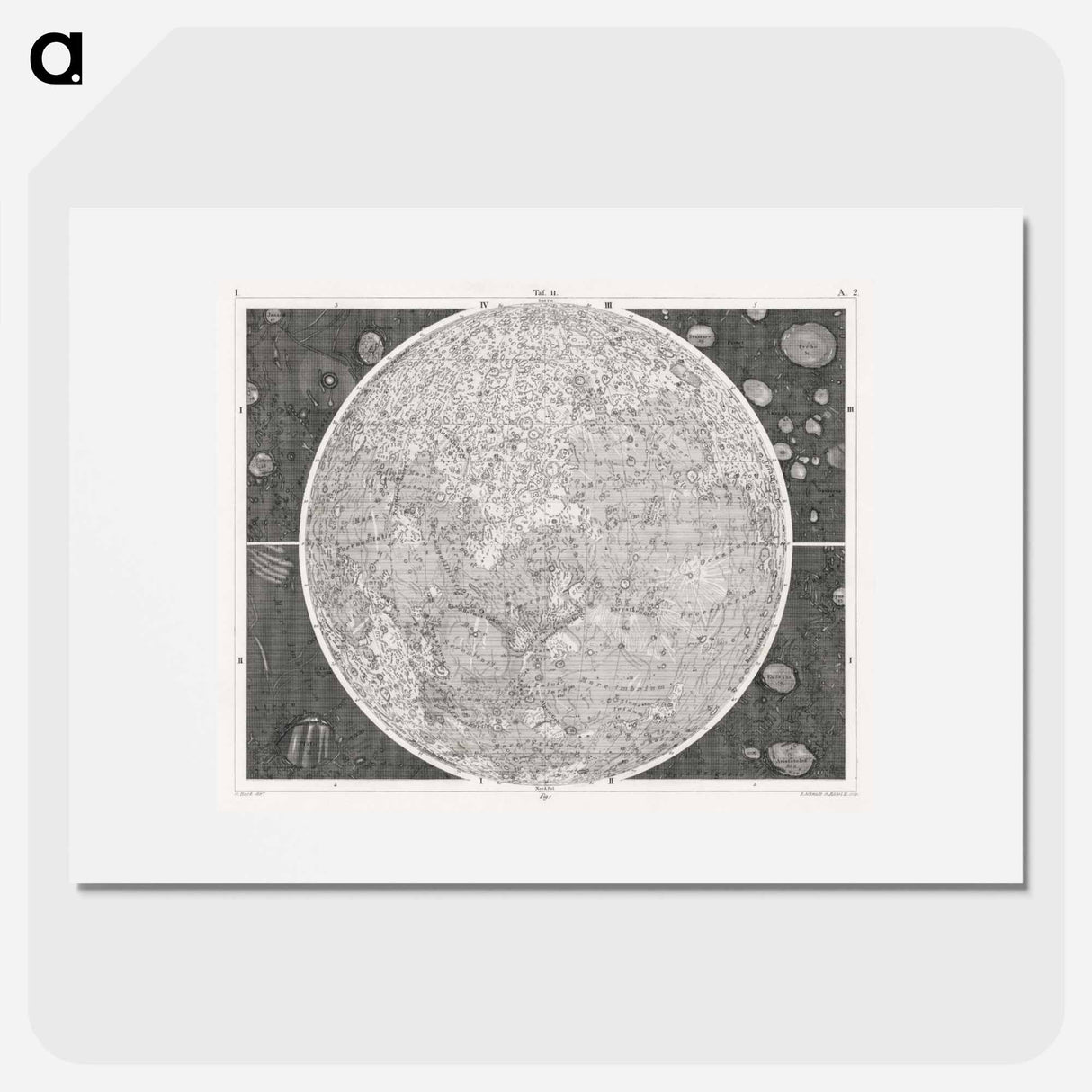 Illustration of the moon - アンティーク地図 Poster.