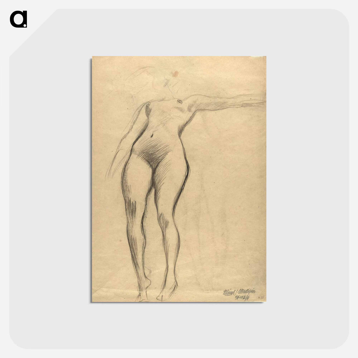 アートポストカード-Figure study and detailed studies - グスタフ クリムト Postcard.