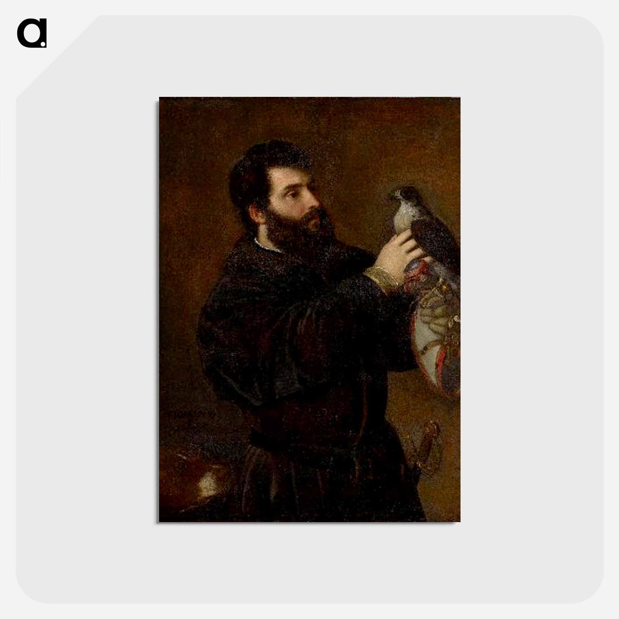 Giorgio Cornaro with a Falcon - ティツィアーノ ヴェチェッリオ Postcard.