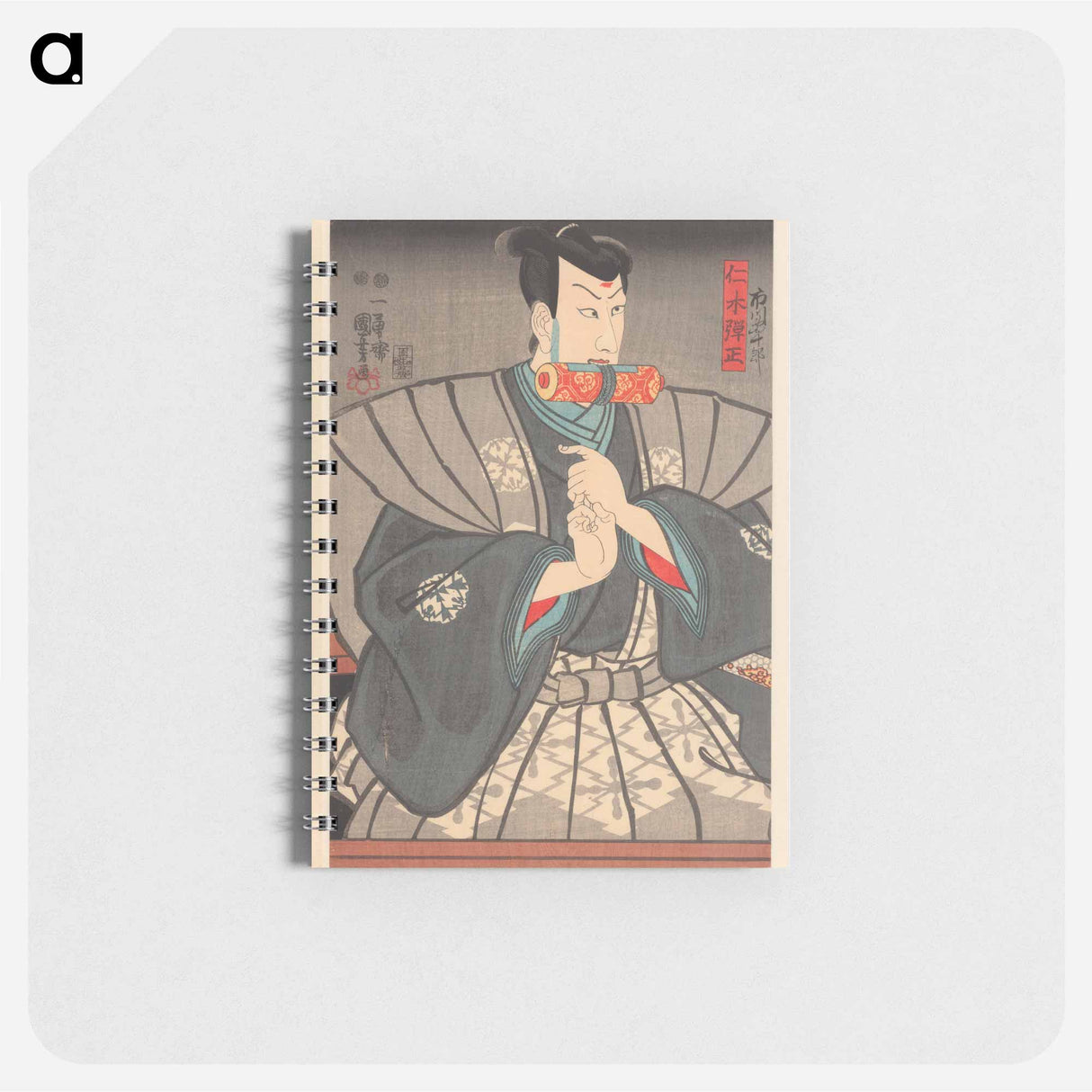 Nikki Danjô with scroll between teeth - 歌川 国芳 Memo.