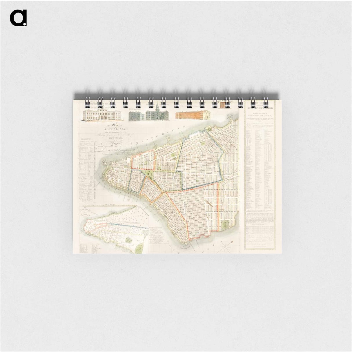 The City of New York: Longworth's Explanatory Map and Plan - アンティーク地図 Memo.