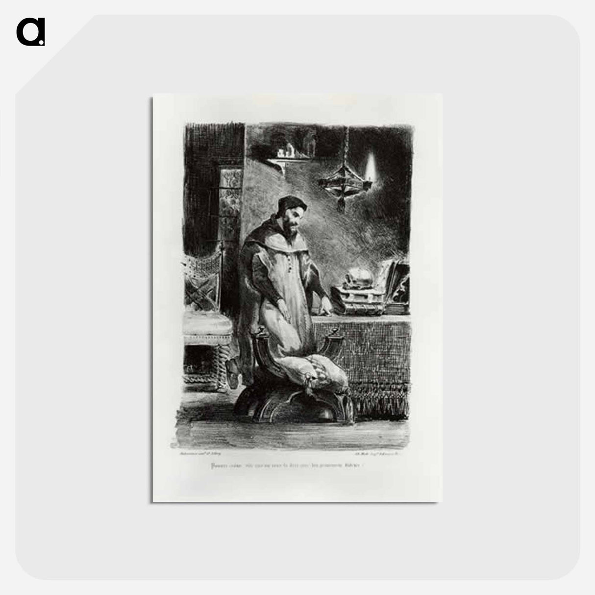 アートポストカード-Faust in his Study - ウジェーヌ ドラクロワ Postcard.