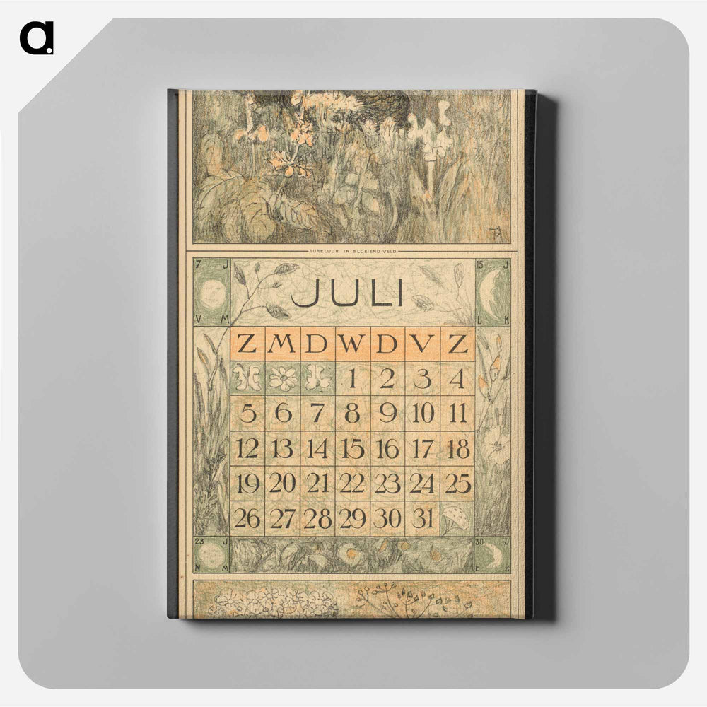 Calendar for July 1914 with a tree in a landscape - Theo van Hoytema Canvas.