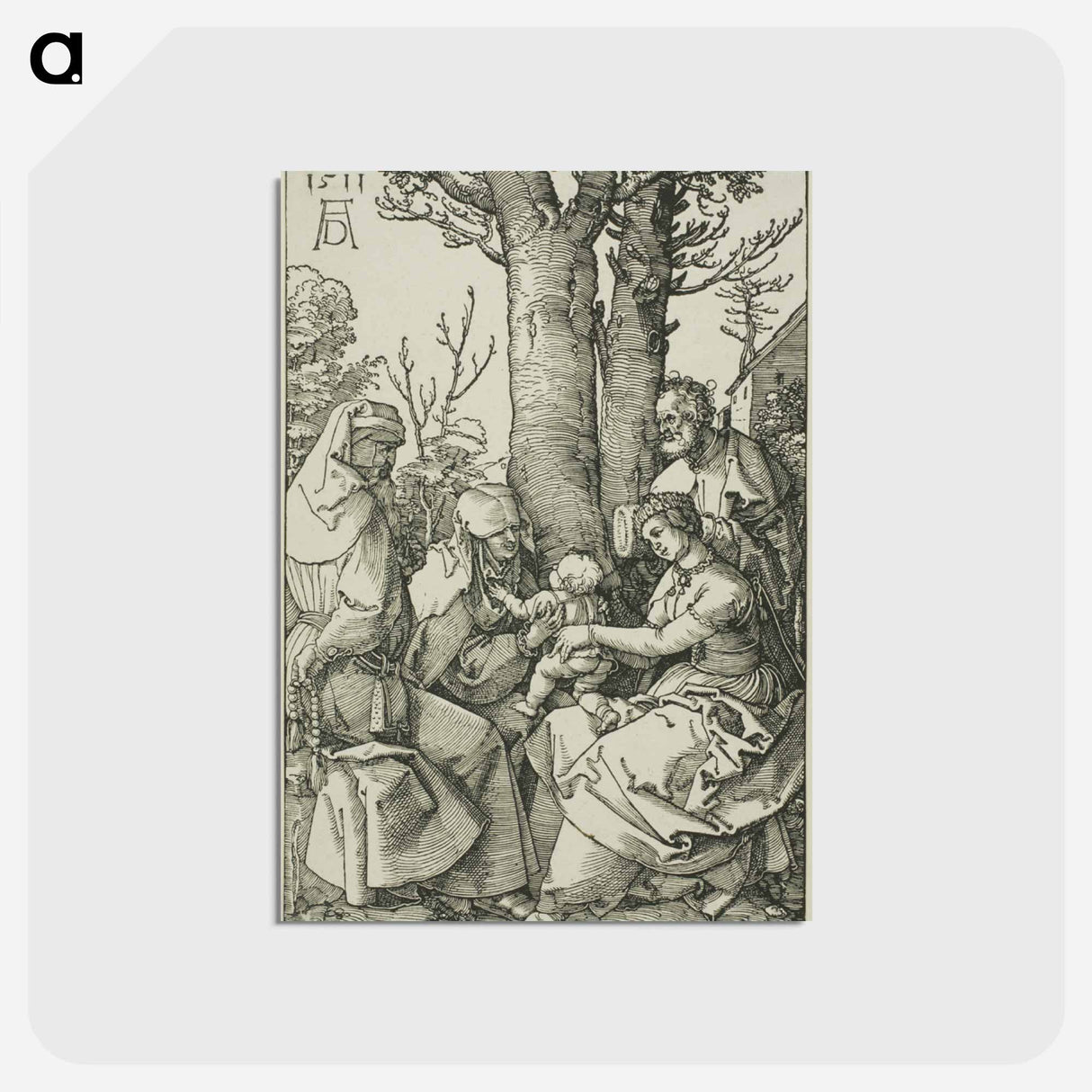 アートポストカード-The Holy Family with Joachim and Saint Anne - アルブレヒト デューラー Postcard.