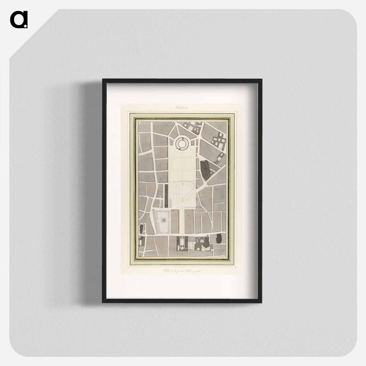La Halle aux Blés, Street Plan - アンティーク地図 Poster.