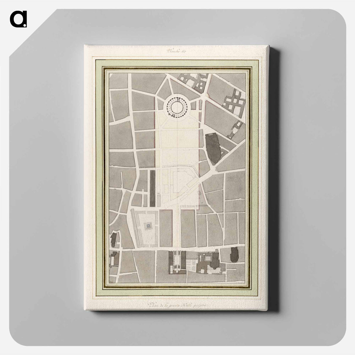 La Halle aux Blés, Street Plan - アンティーク地図 Canvas.