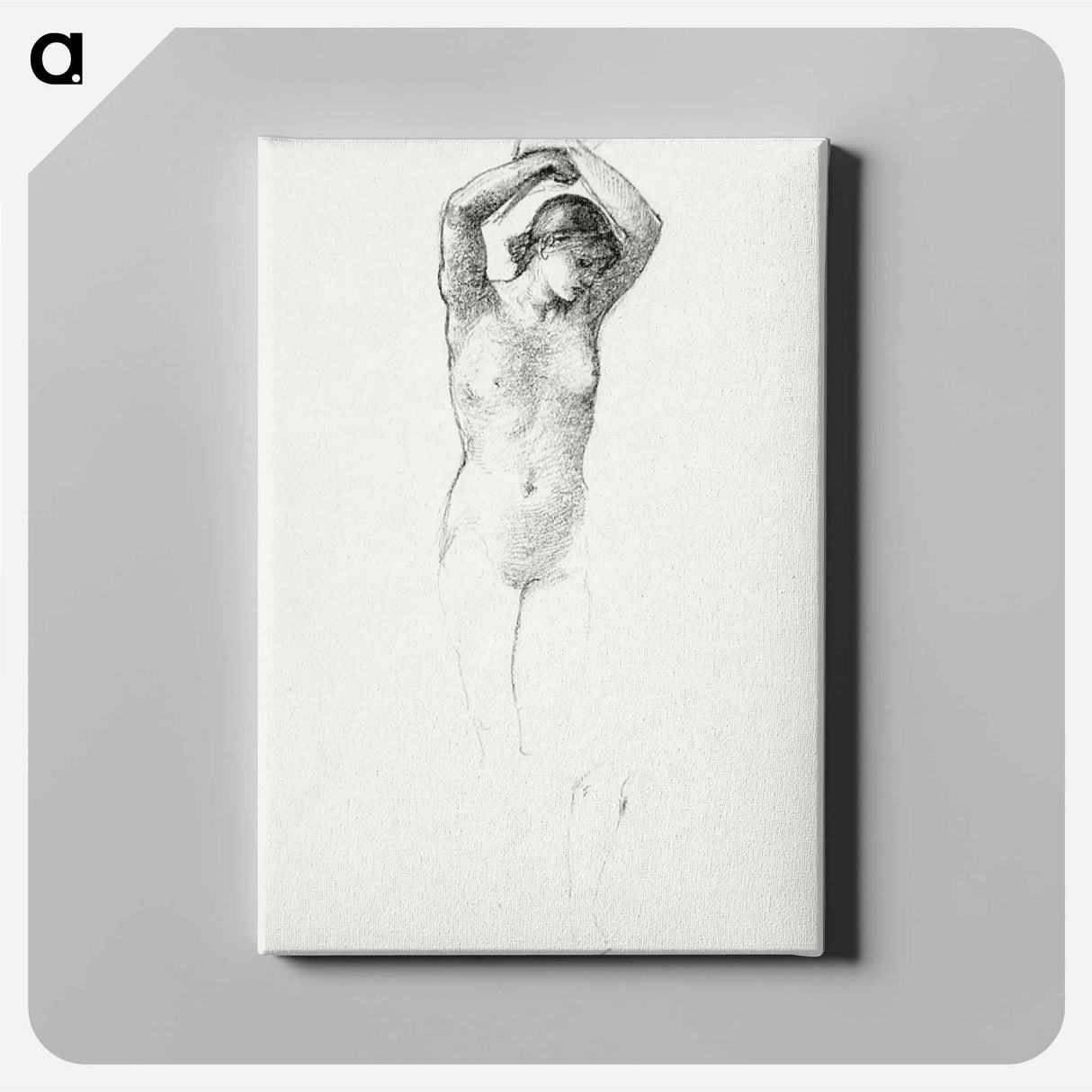 Standing Female Nude with Arms Raised - エドワード バーン ジョーンズ Canvas.